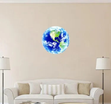 Glow in the dark Planet Earth wall sticker in three sizes: 10cm, 20cm, and 30cm diameter.