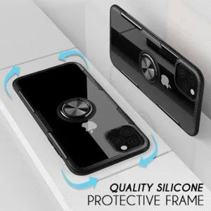 Black PU leather iPhone case with polycarbonate frame for iPhone 11 Pro Max