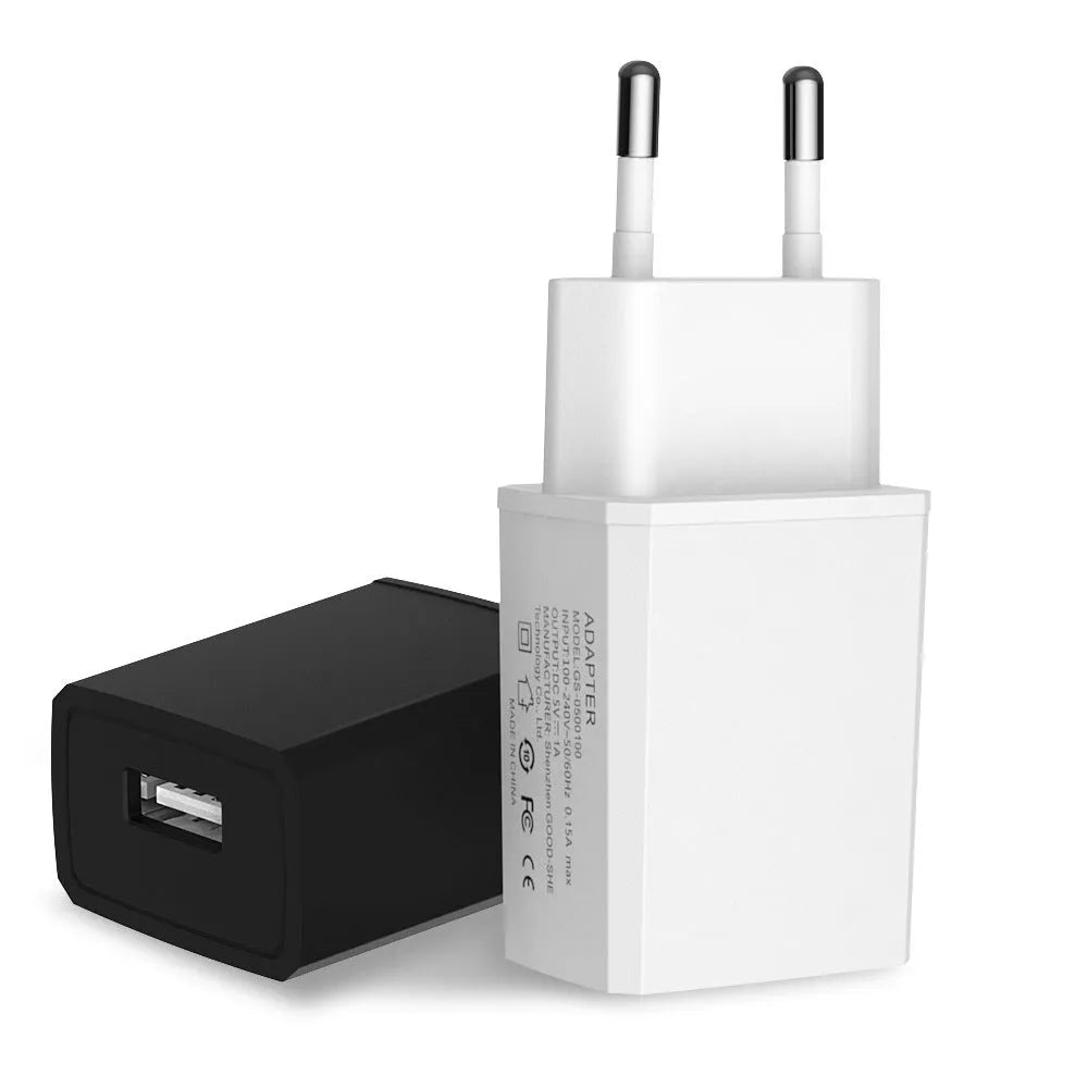 White 5V 1000mA European standard household power charger with EU plug and USB output