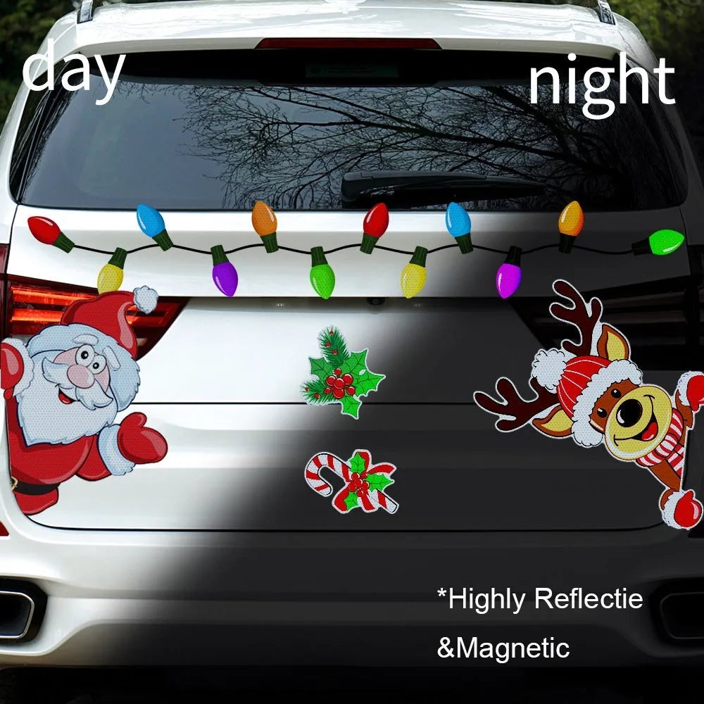 Christmas elk cartoon reflective magnetic sticker with six-thread pattern in RFM026 colour