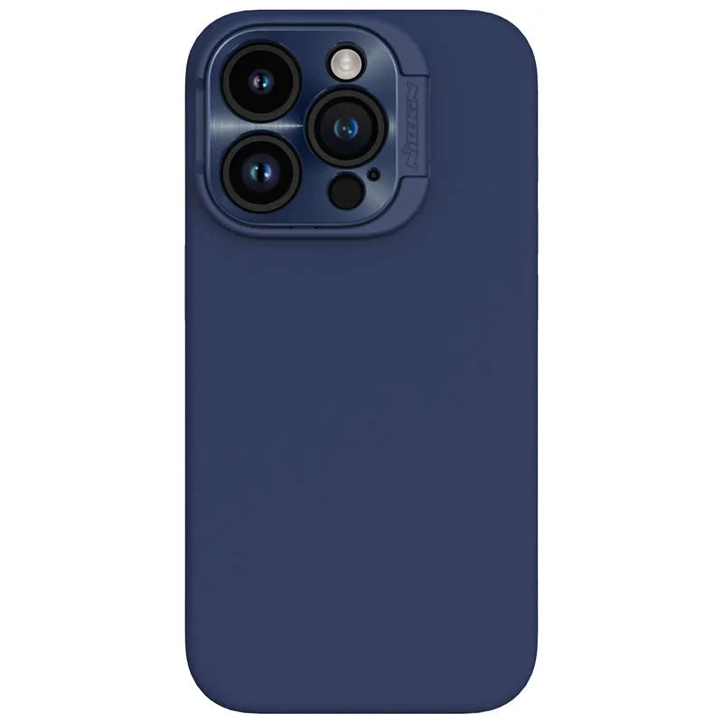 Liquid silicone magnetic phone case with bracket in black for iPhone