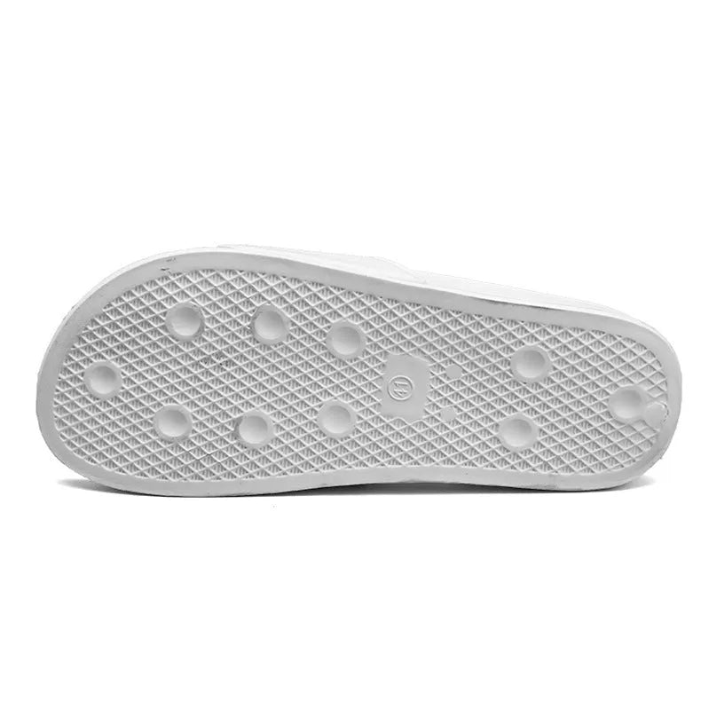 Large size black personalised men's slippers with open toe and rubber sole.