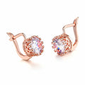 Korean retro crown ear clip earrings in rose gold or white gold finish with white diamond crystals
