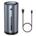 Black aluminum car diffuser humidifier with USB port for air purification and odor removal in vehicles
