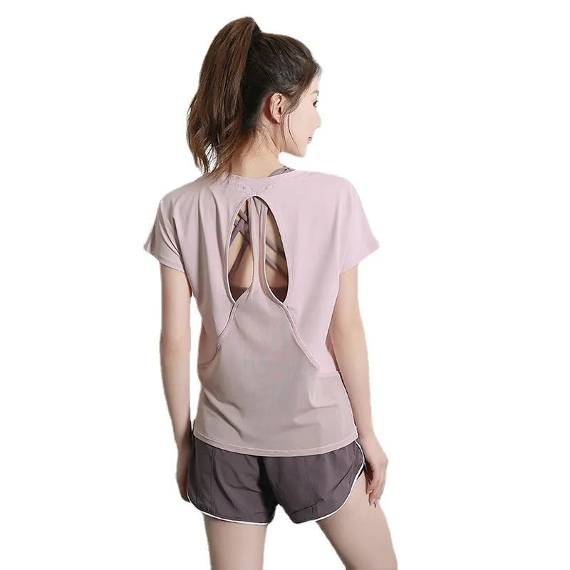 Women's short sleeve polyester sports t-shirt in multiple colours for spring and autumn athletic activities