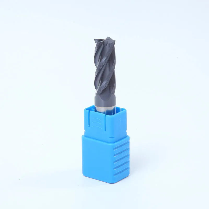 Hard alloy spiral milling cutter with four cutting edges and straight shank