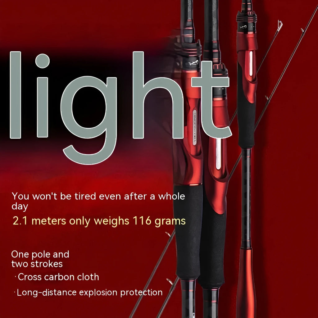 Carbon ultralight fishing rod with straight handle and pikestaff options in 210cm and 240cm lengths