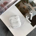 White marble hard PC protective case for AirPods 1 and 2 charging box.