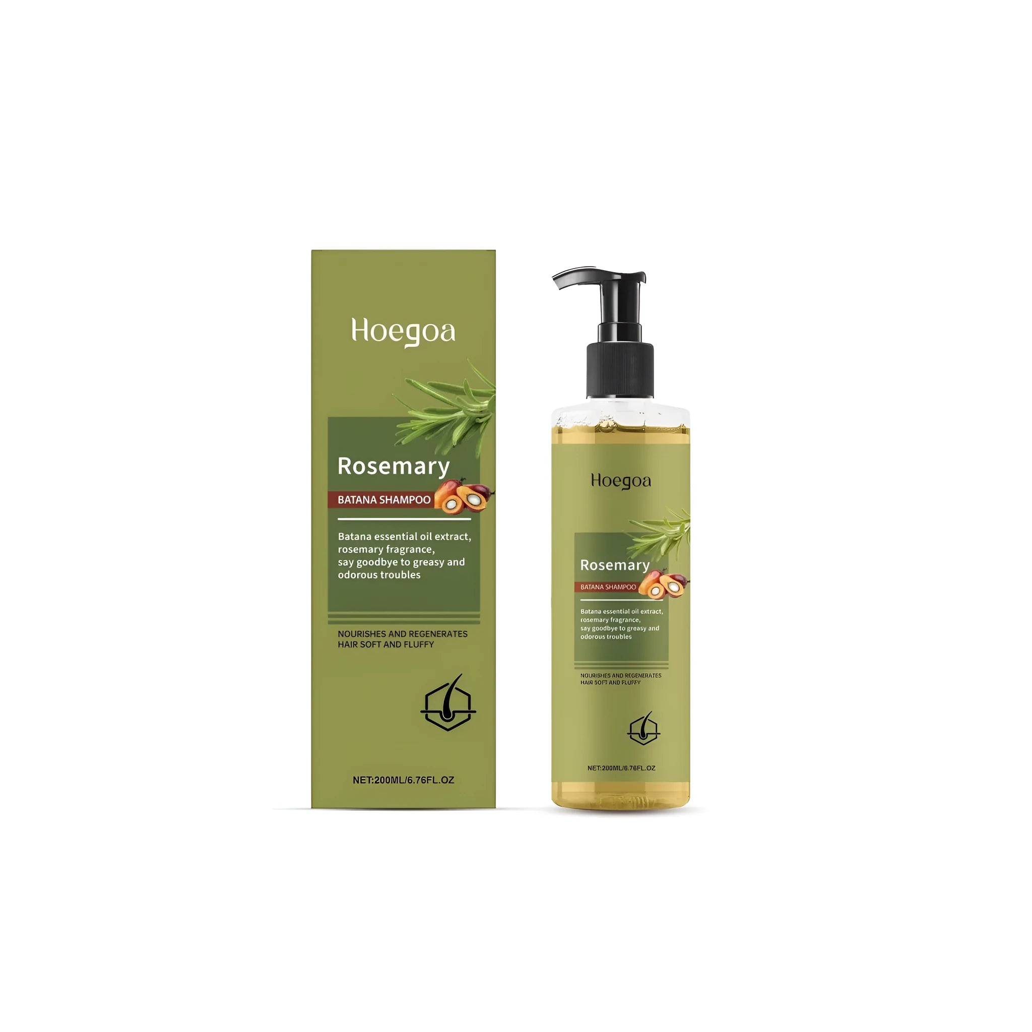 200 ml bottle of rosemary hair growth shampoo with rosemary extract and Platthana oil