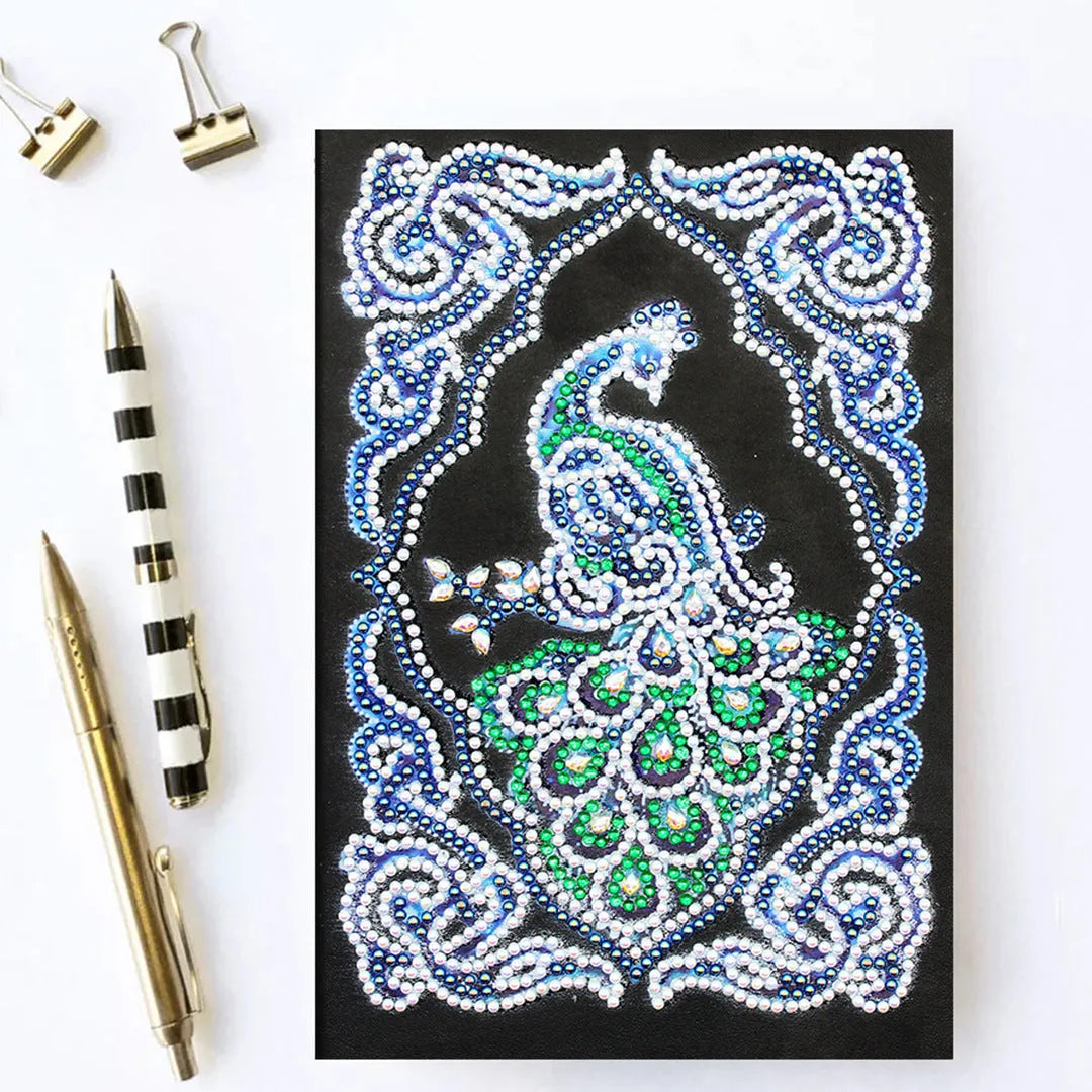 Black A5 diamond painting notebook for shaped drill and bright drill project documentation measuring 142x207mm