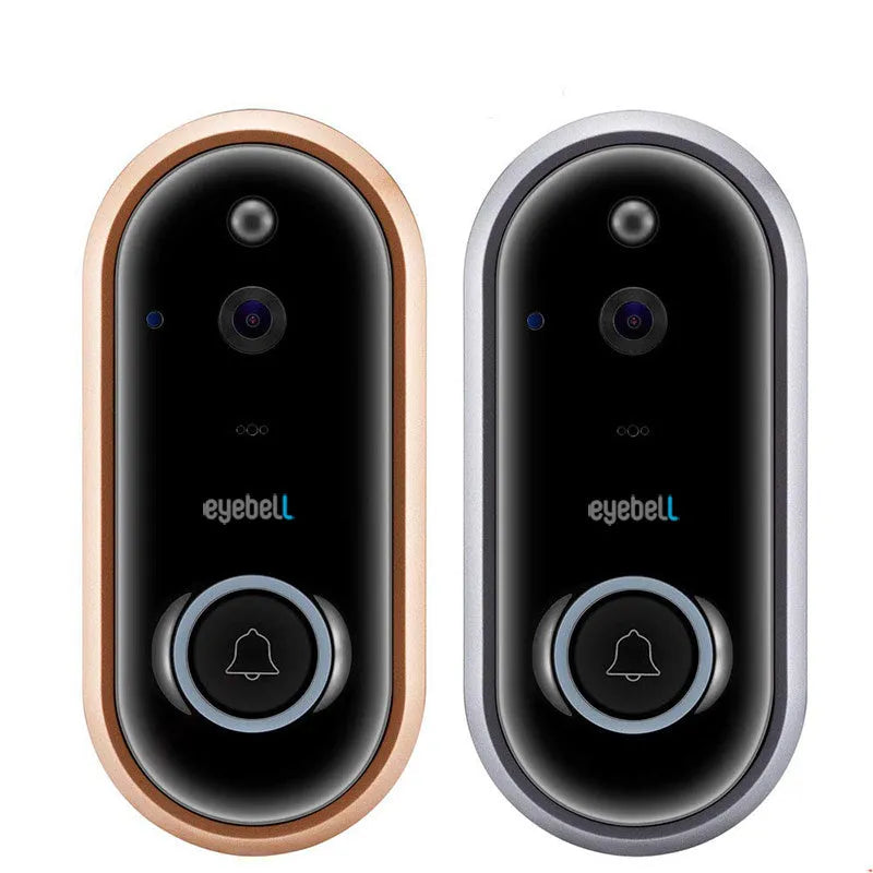 Wireless WiFi video doorbell in silver with 1080P HD camera and infrared night vision