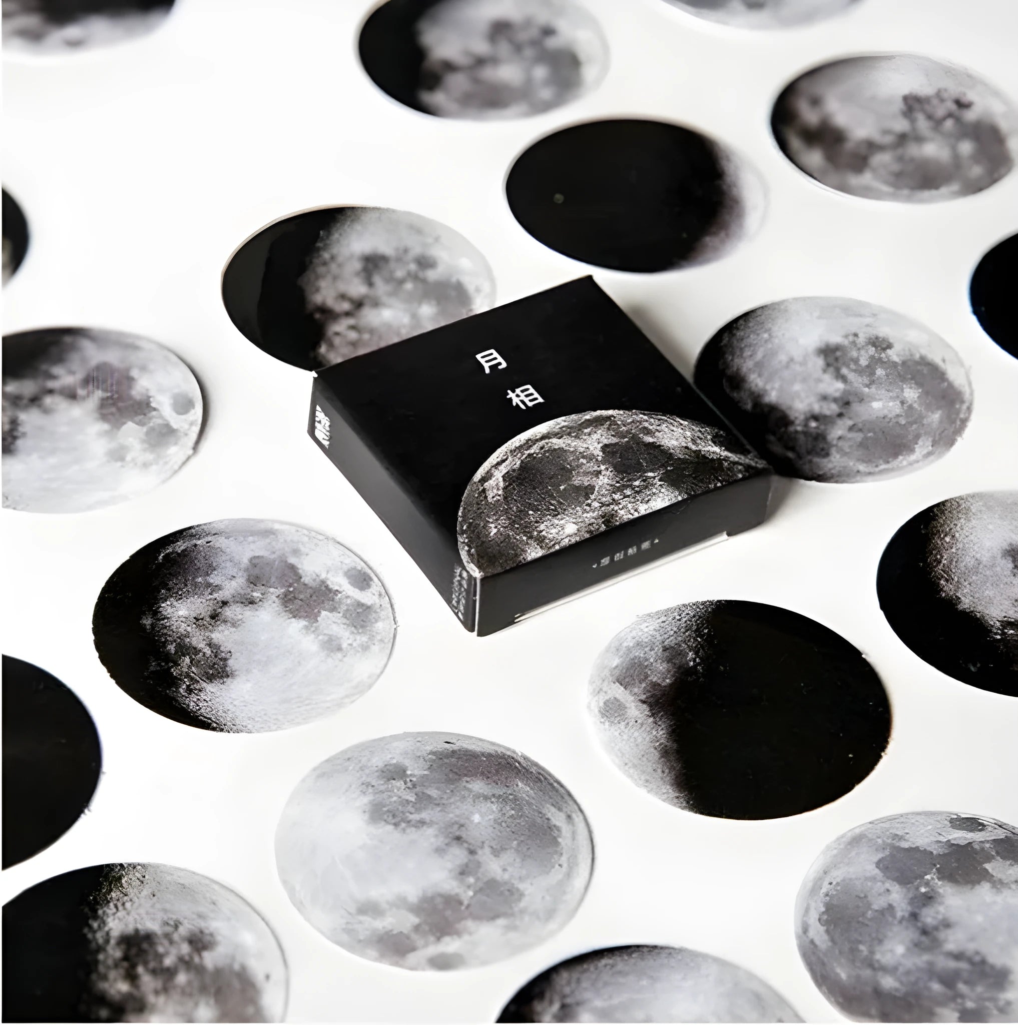 Moon sticker set 45 pieces paper 40mm round lunar theme