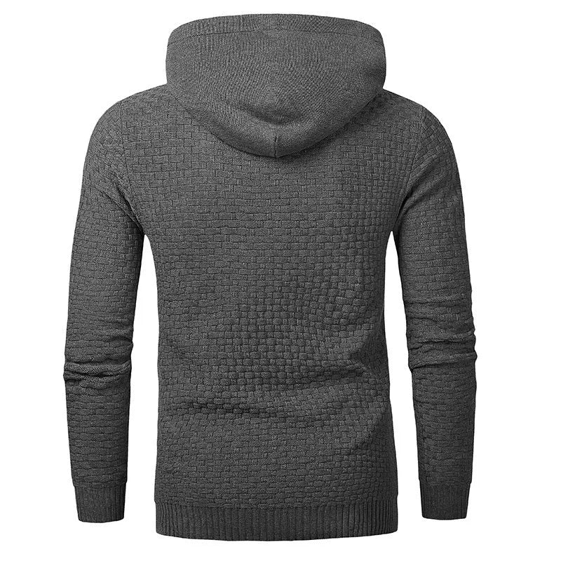 Men's cotton and polyester blend hooded sweatshirt shown in available colours