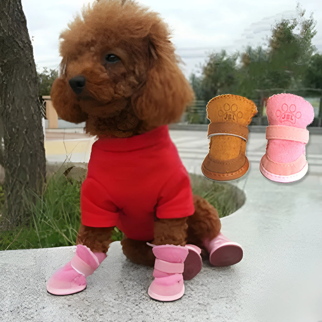 Cotton mesh dog snow boots in coffee colour No.3 size 5cm length for small dogs