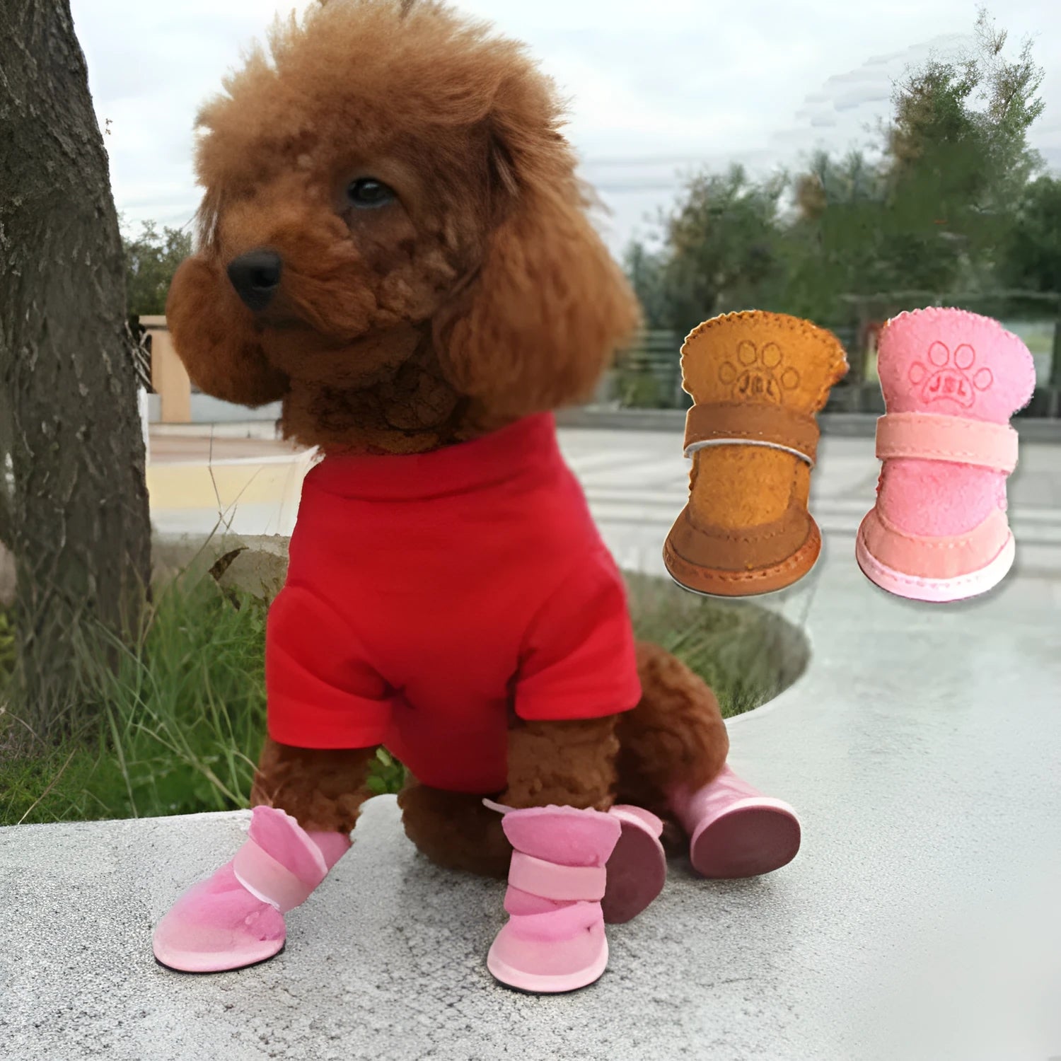 Cotton mesh dog snow boots in coffee colour No.3 size 5cm length for small dogs