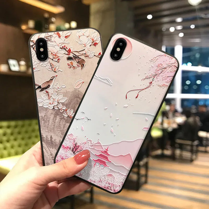 3D embossed TPU phone case Yanxi Raiders sunset magpie design compatible with iPhone 7 Plus