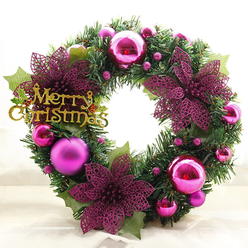 30cm diameter multicolor plastic Christmas wreath decoration for door or wall display