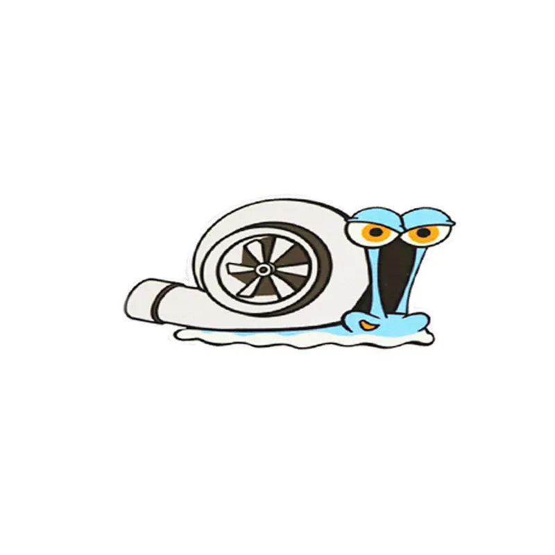 White reflective snail car sticker measuring 12x8cm with cartoon printing on bumper