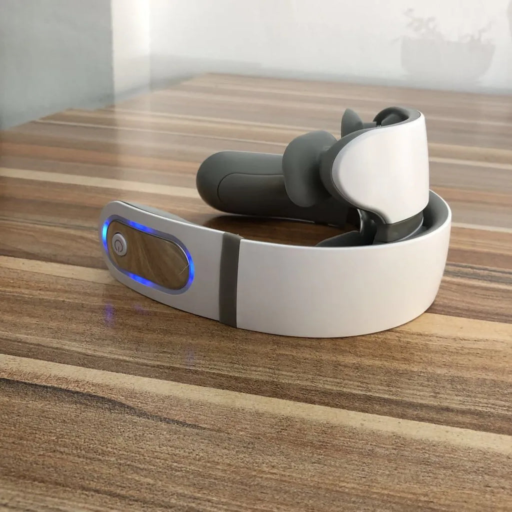 White four-head shoulder neck massager with charging power supply for domestic use