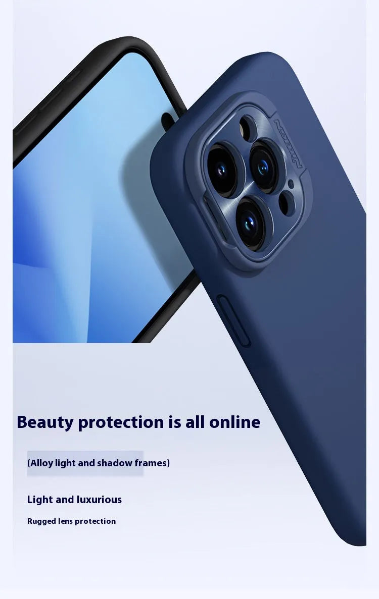 Liquid silicone magnetic phone case with bracket in black for iPhone