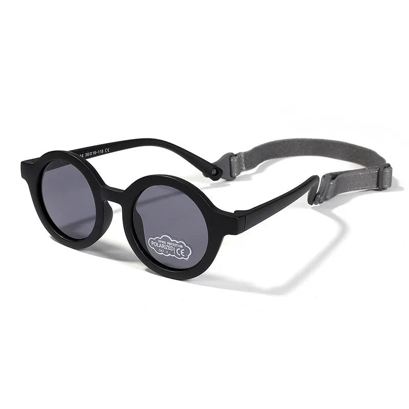 Children's silicone sunglasses for 0-3 year olds with round frames and UV400 protection