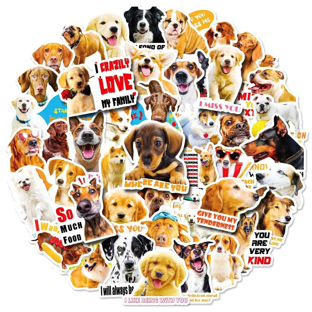 Realistic dog facial expression sticker pack with 100 sheets and Nordic style canine designs