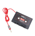 Black plastic audio cassette adapter with 3.5mm jack cable for converting car stereos to accept mobile phone audio
