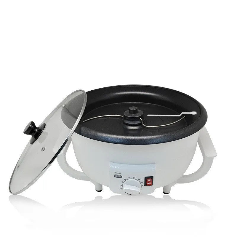 White oblate coffee bean roasting machine with 225mm pot base for home use