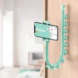 Lazy Bracket flexible mobile phone holder with suction cup mount extended to 62cm length showing 360° rotation mechanism