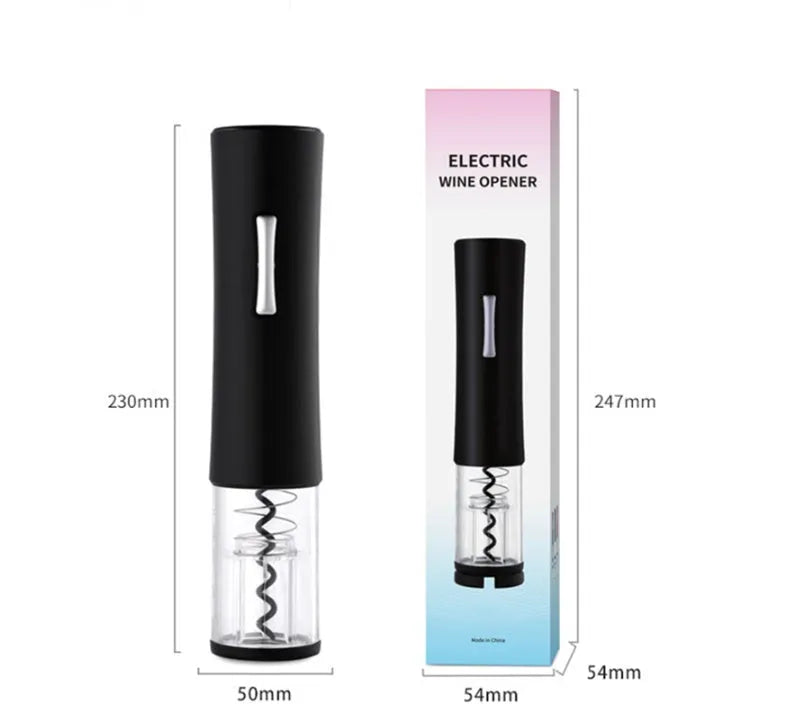Automatic electric wine opener set with foil cutter stopper and pourer in black finish
