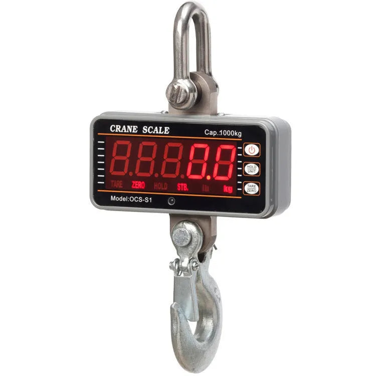 Orange electronic crane scale with digital display for industrial weighing applications
