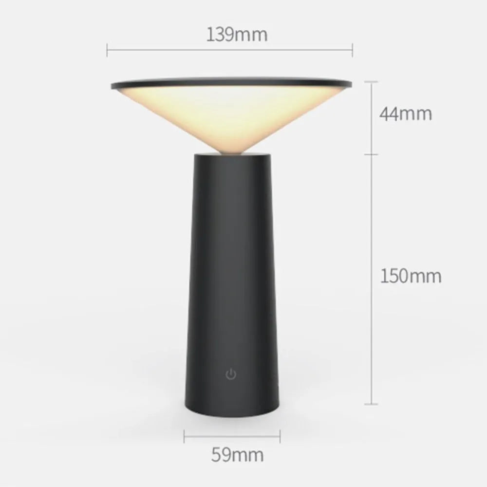 Black and white USB LED table lamp with touch sensor and flip head showing 36 LED light source