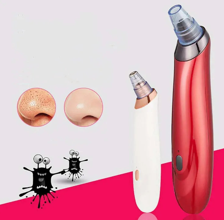 Electric blackhead remover device with four nozzle attachments for pore cleaning and acne extraction
