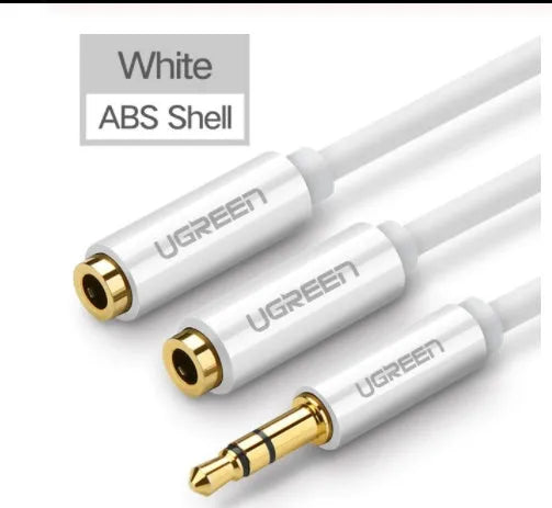 20cm long 3.5mm audio cable with gold-plated connectors in black, grey and white colour options