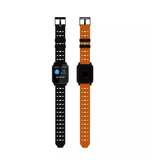 A6 smart bracelet with colour screen and silicone strap in choice of black, blue or orange colours