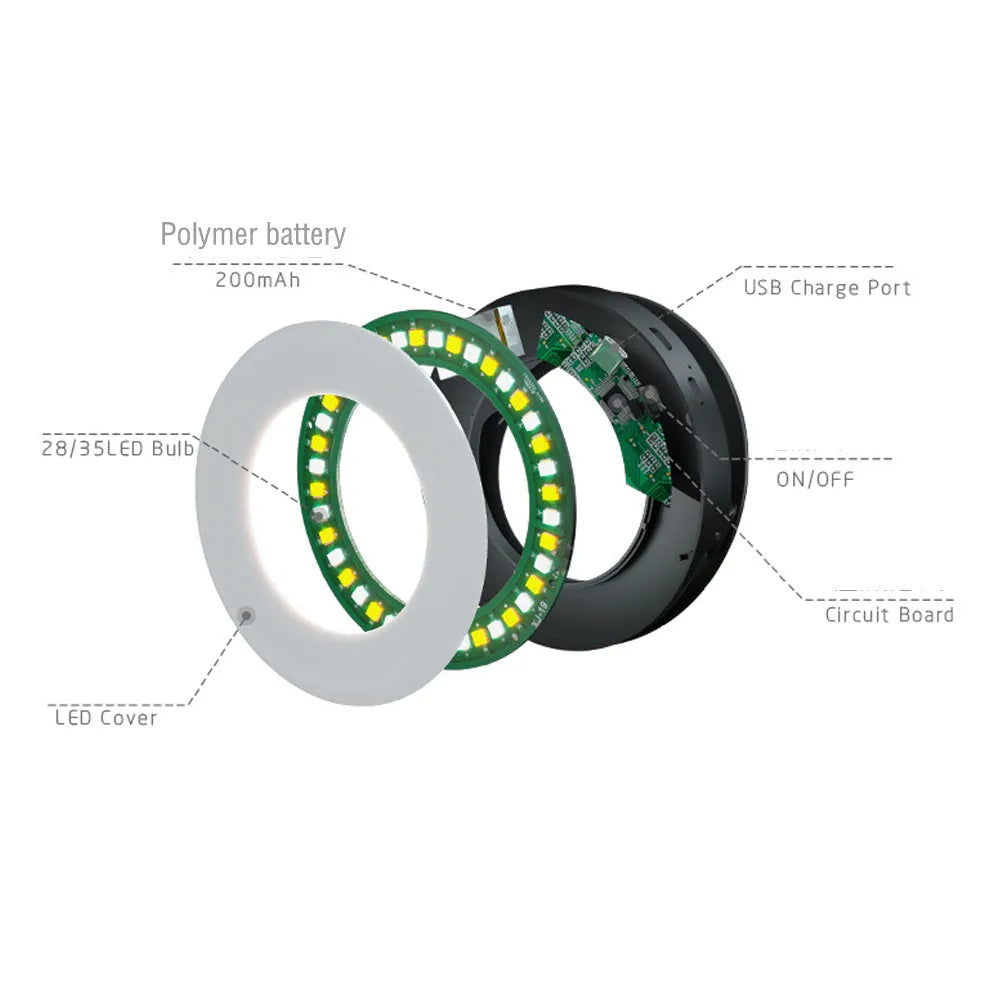 Black selfie ring light with adjustable brightness for mobile phone photography