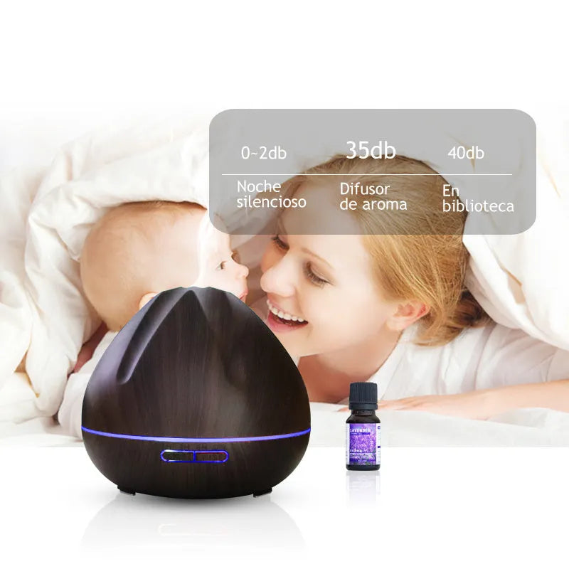500ml air humidifier aromatherapy machine in light wood finish