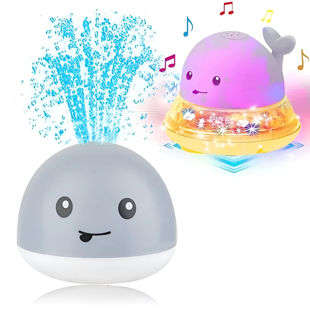 Automatic water spray whale bath toy with lights floating in baby bath