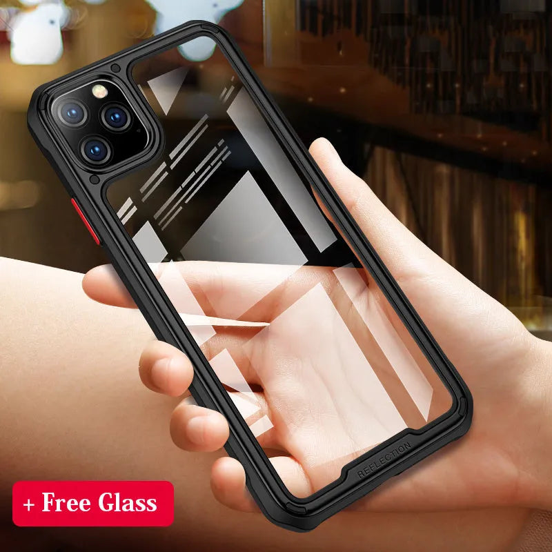 Transparent silicone mobile phone case for Apple iPhone 11 showing colour options