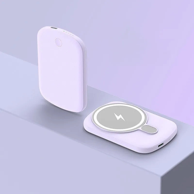Magsafe magnetic wireless power bank in various colours with compact 94mm by 66mm dimensions