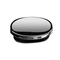 Blue Bluetooth MP4 music player with small OLED screen and push buttons on a black background.