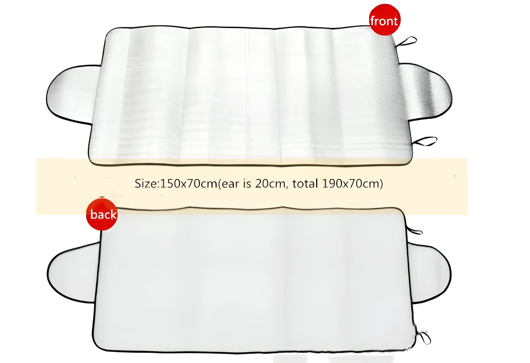 Silver car sunshade front windshield cover 150x70cm cotton aluminium