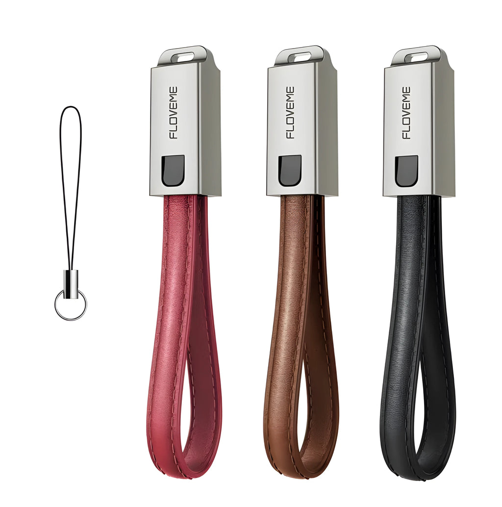 20cm leather USB C to Lightning iPhone charging cable in three colours