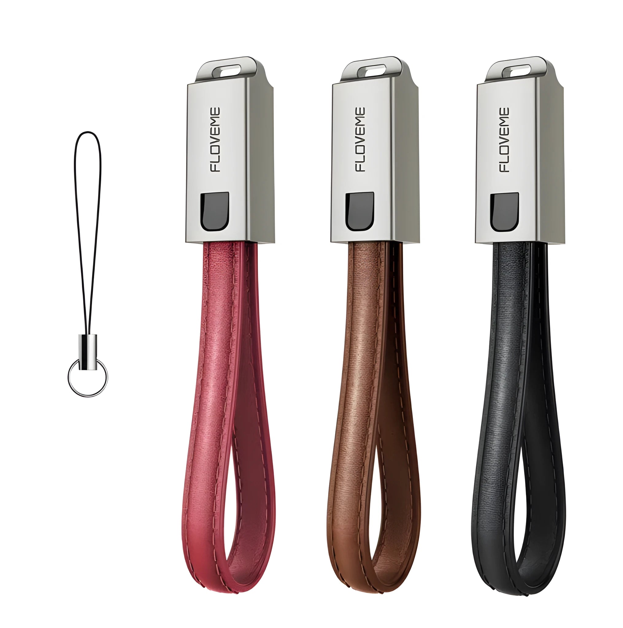 20cm leather USB C to Lightning iPhone charging cable in three colours