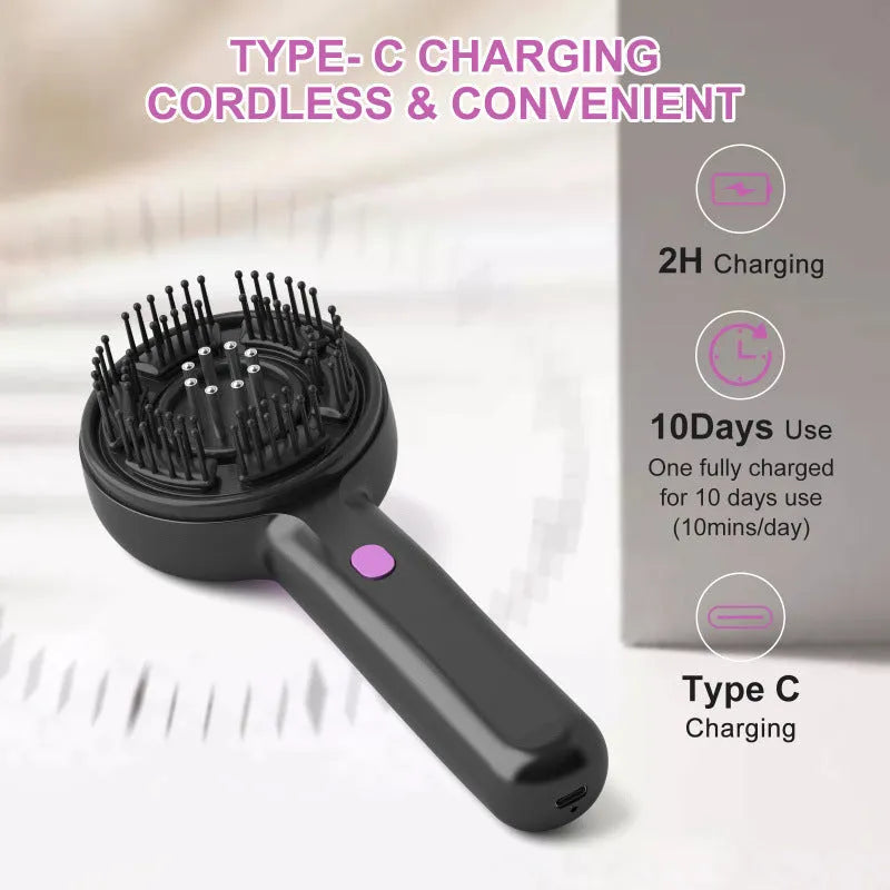 USB-powered anti-leak hair brush head massager with comb teeth in grey colour