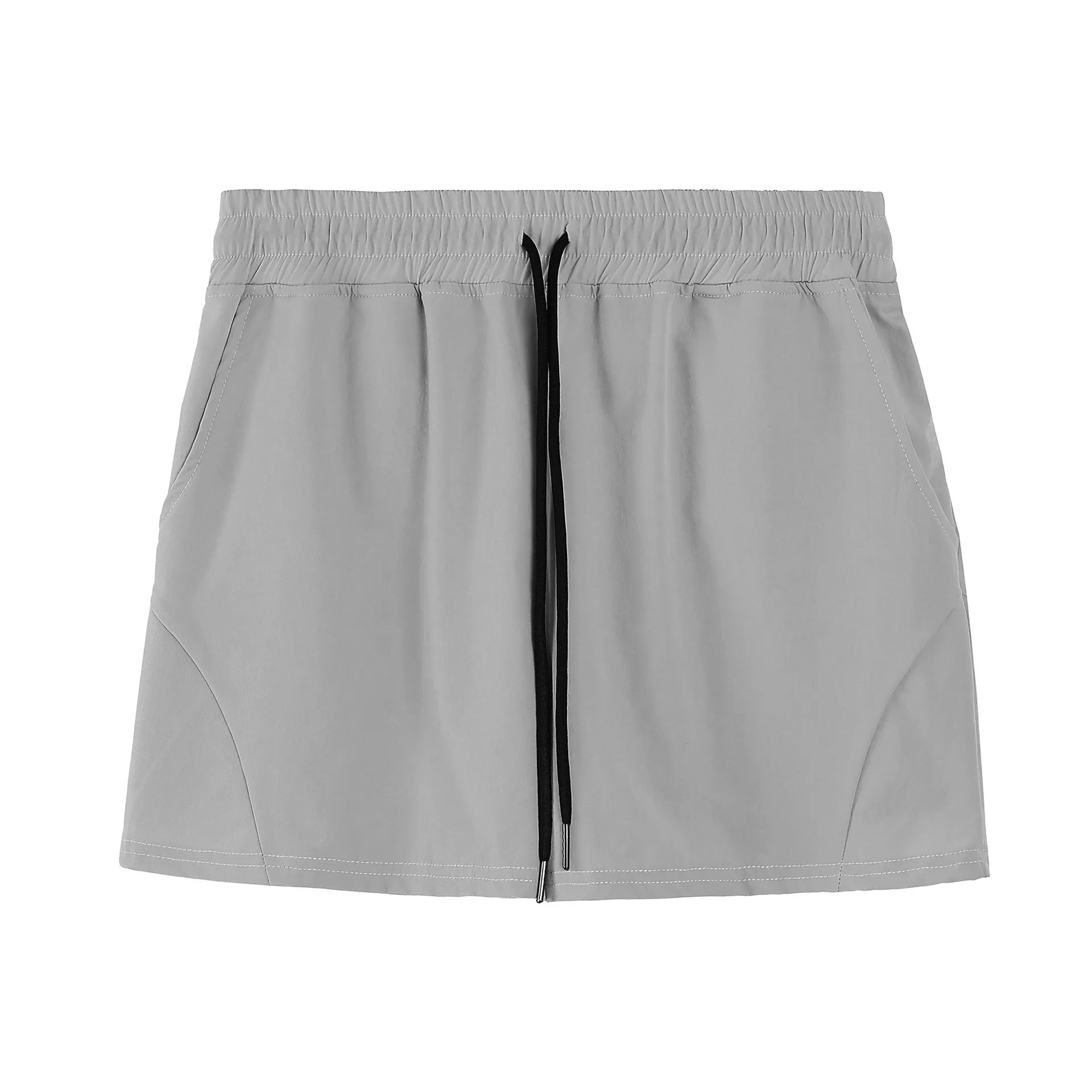 Men's thin polyester basketball shorts in grey colour with medium elastic waistband