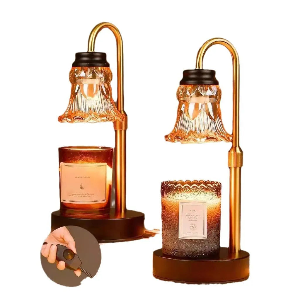 Electric aromatherapy wax melting lamp with bamboo holder measuring 30.5cm tall