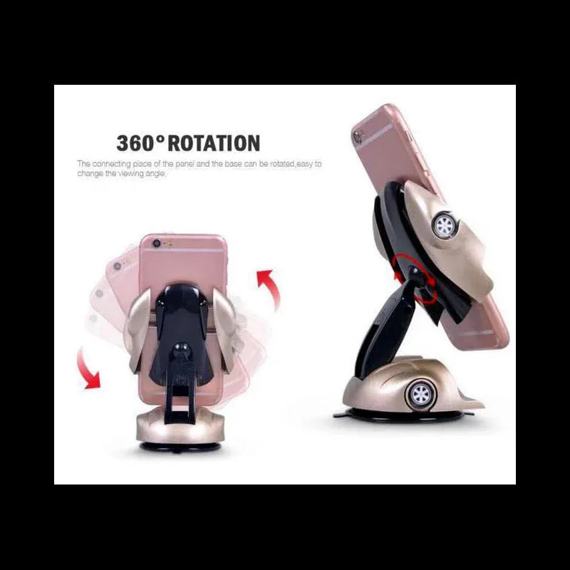 Sports car phone holder with 360 degree rotation and strong suction cup for phones