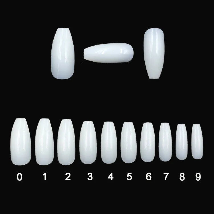 500 clear natural false nails with 10 different sizes made from ABS plastic