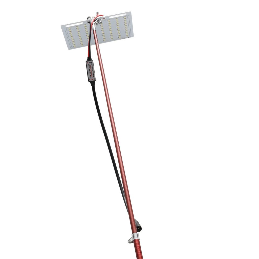 White LED fishing rod light with remote control on telescopic pole for night fishing and camping
